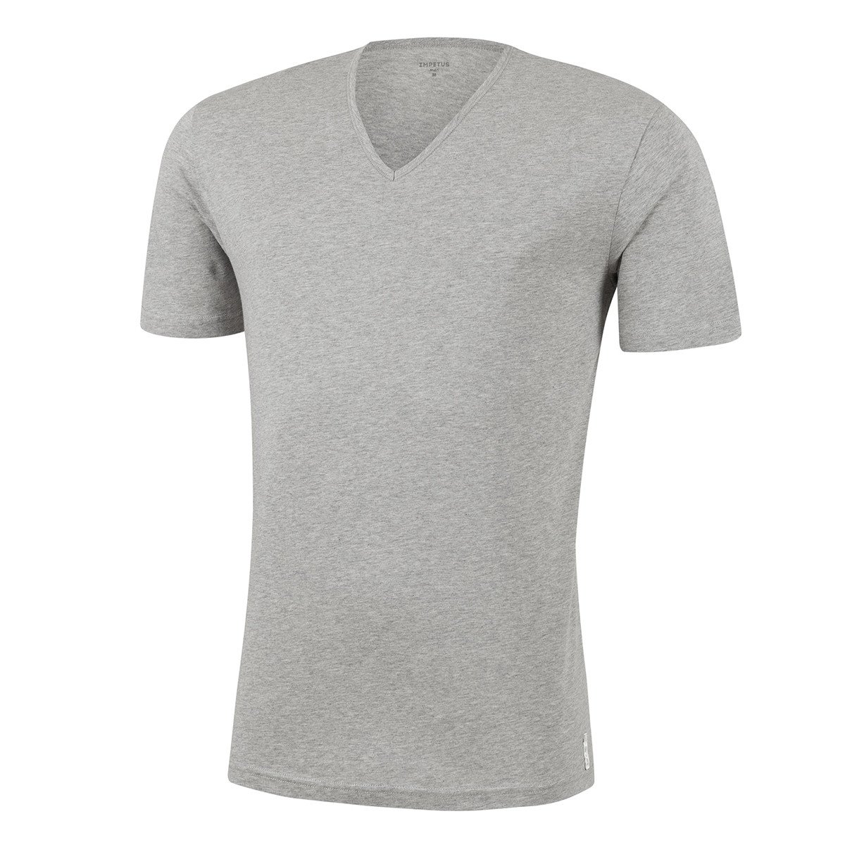 T Shirt Homme Col V Pur Coton Essentials Gris Par Impetus