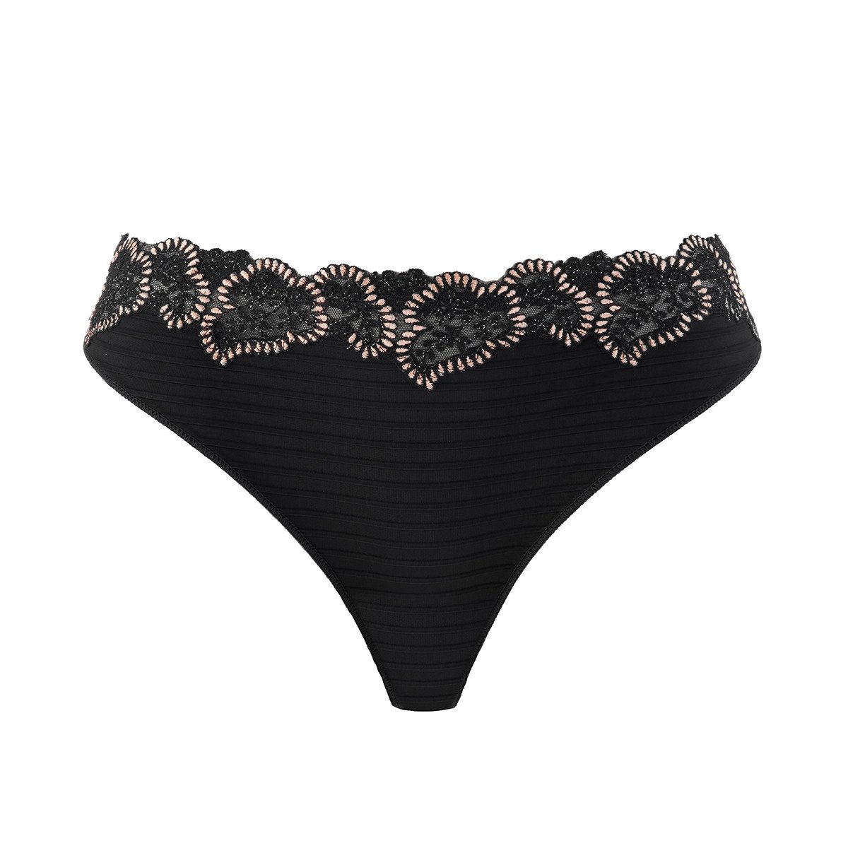 String Chic Elise Noir Broderie Nude De Louisa Bracq