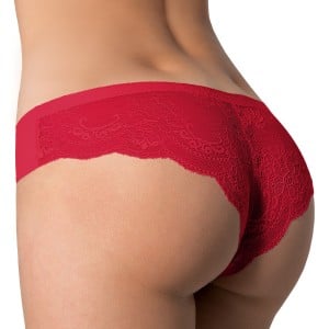 Culotte brésilienne microfibre et dentelle Tanga rouge