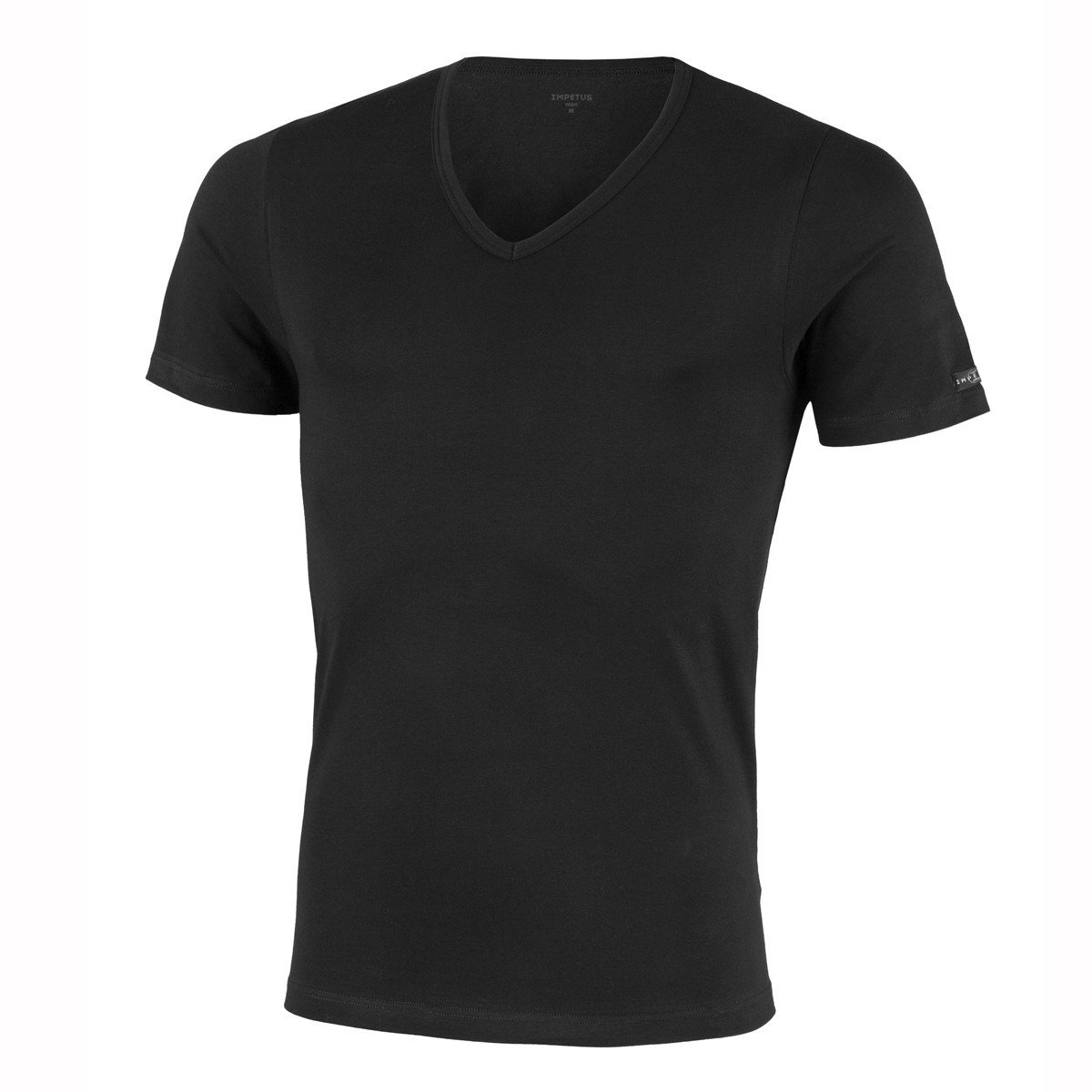 T Shirt Homme Col V Coton Stretch Essentials Noir Par Impetus