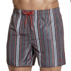 Short de bain homme à rayures Mombasa gris anthracite