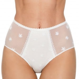 Culotte haute tulle et microfibre Chantilly Blanc