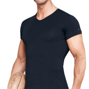T-shirt homme col V en coton Eden Park marine