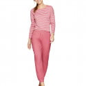 Pyjama long rayé rose en coton biologique