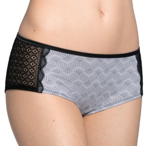 Shorty en modal et dentelle Artisan mauve et noir