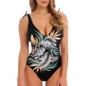 Maillot 1 pièce plongeant à armatures Bamboo grove jet
