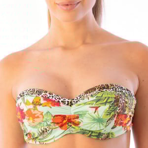 Haut de maillot de bain bandeau motif jungle et animal Alba 