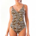 Maillot de bain Alba 1 pièce gainant motif léopard bonnets coqués