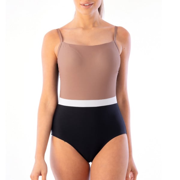 Maillot de bain 1 pièce gainant noir et taupe Mariana 