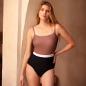 Maillot de bain 1 pièce gainant noir et taupe Mariana consumer