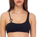 Bandeau de bain côtelé asymétrique Ring noir