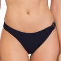Bas de bikini brésilien côtelé  avec anneau Ring noir