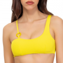 Bandeau de bain côtelé asymétrique Ring jaune