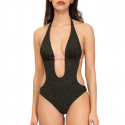Maillot de bain 1 pièce pailleté Shine noir