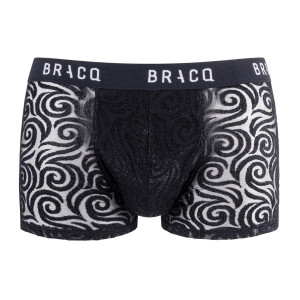 Boxer court homme tulle et broderies française Tribal noir packshot