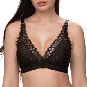 Soutien-gorge triangle paddé sans armatures dentelle Liza noir
