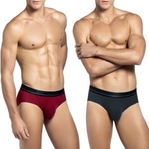 Pack de 2 slips homme en coton Simplon bordeaux et gris