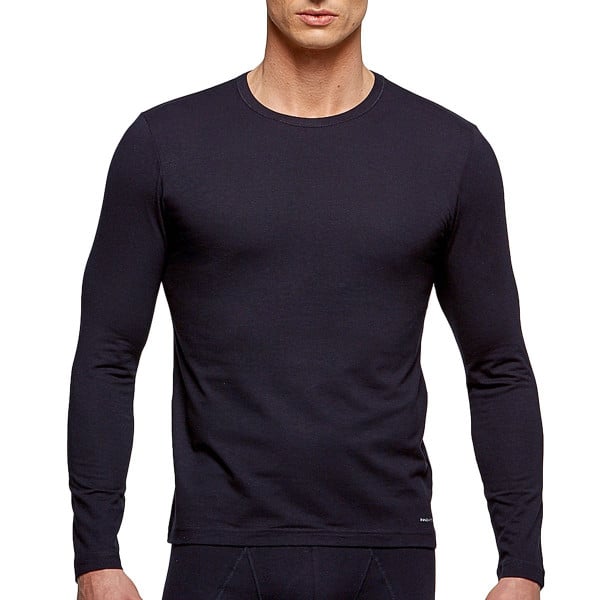 Tricot de peau manches longues col rond Bleu marine régulateur