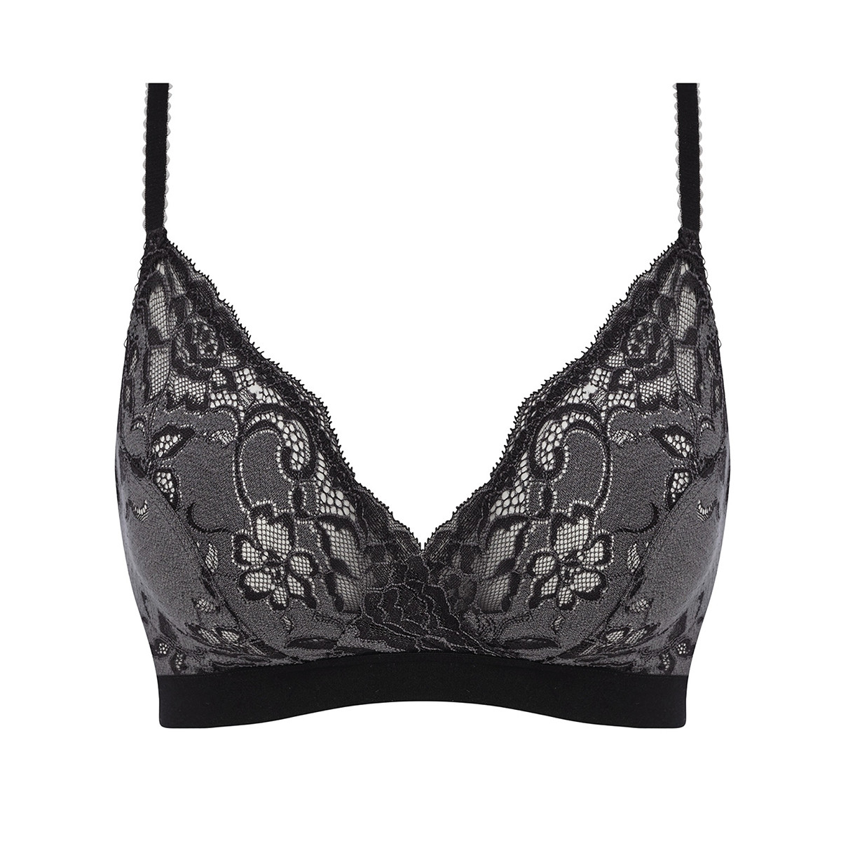 Soutien Gorge Bralette Sans Armatures En Dentelle Florilège Noir Wacoal