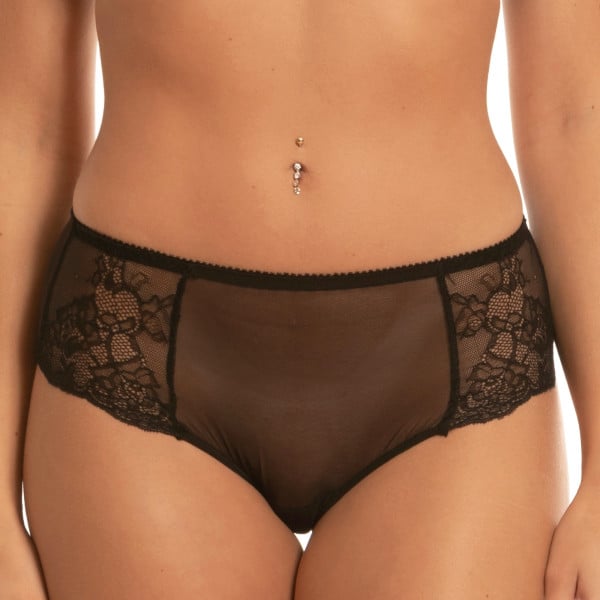 Culotte en micro-résilles et dentelle Hymne à l'Amour Noir