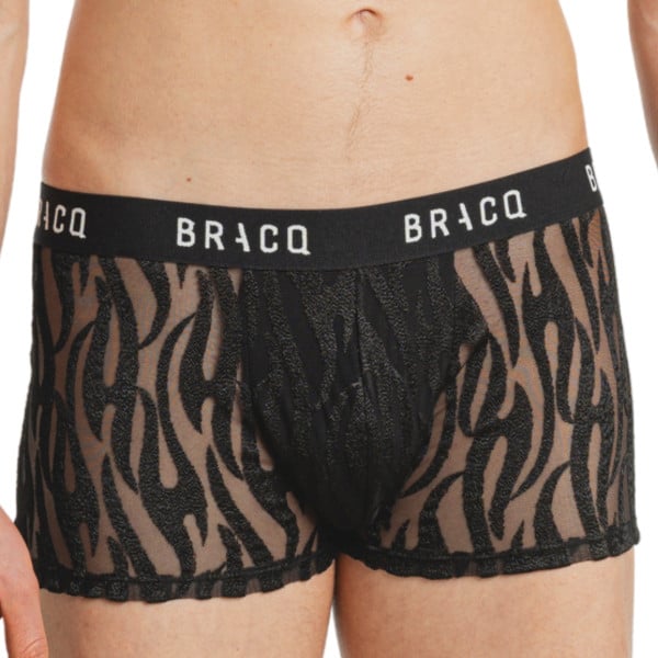 Boxer semi-transparent avec broderie Firesuit Noir