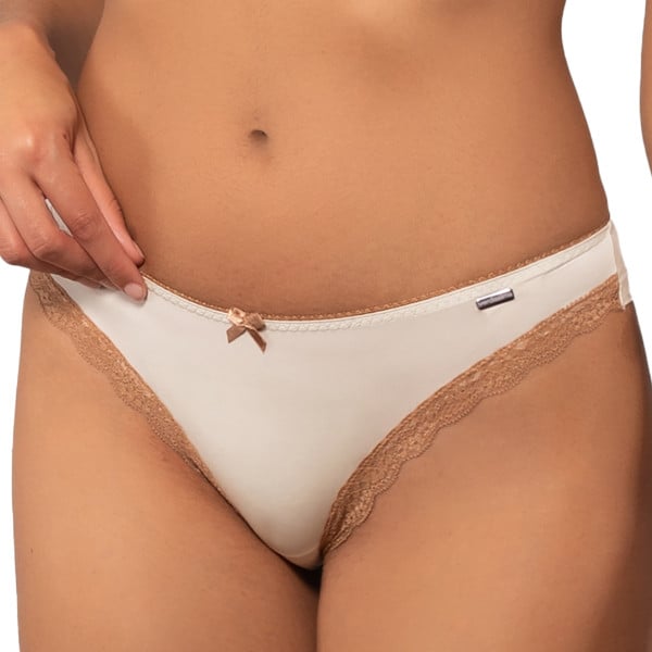 Tanga brésilien avec bords en dentelle Pretty Lace Milk