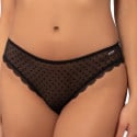 Culotte brésilienne en tulle à pois Light Flock Noir