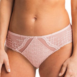 Shorty semi-transparent avec motifs en tweed Tweegy Nude Rose